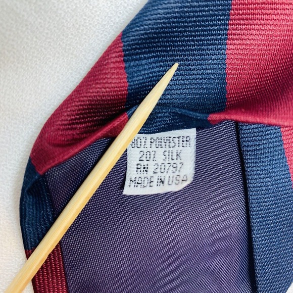 Brittany‎ House Repp Tie Necktie Diagonal Stripe Red Navy Blue Vtg Silk Blend - Picture 5 of 7